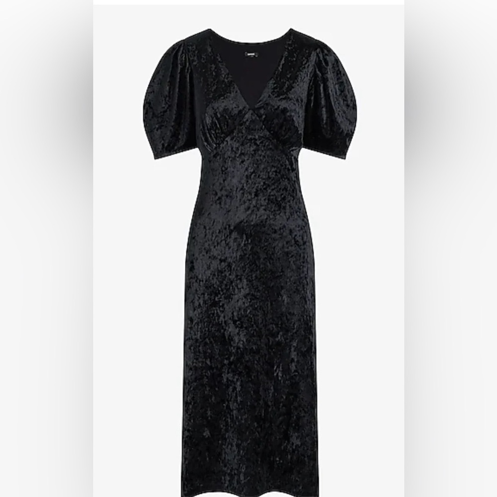Black Crushed Velvet Dress